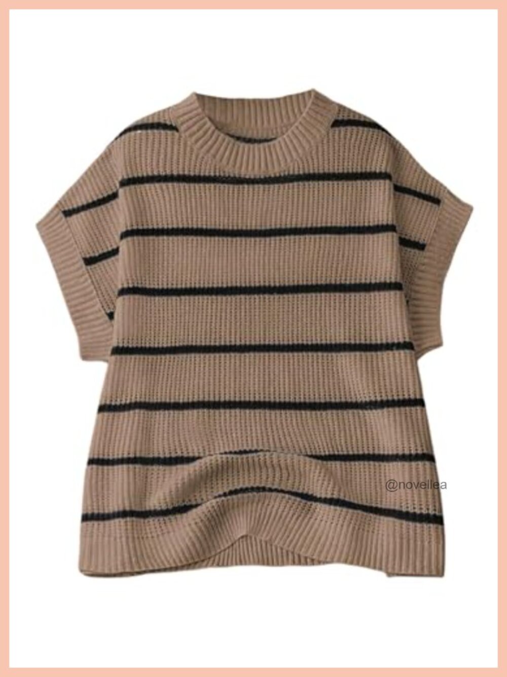 Plus Size Striped Sweater Vest Short Sleeve Knit Pullover Oversized Fall Top